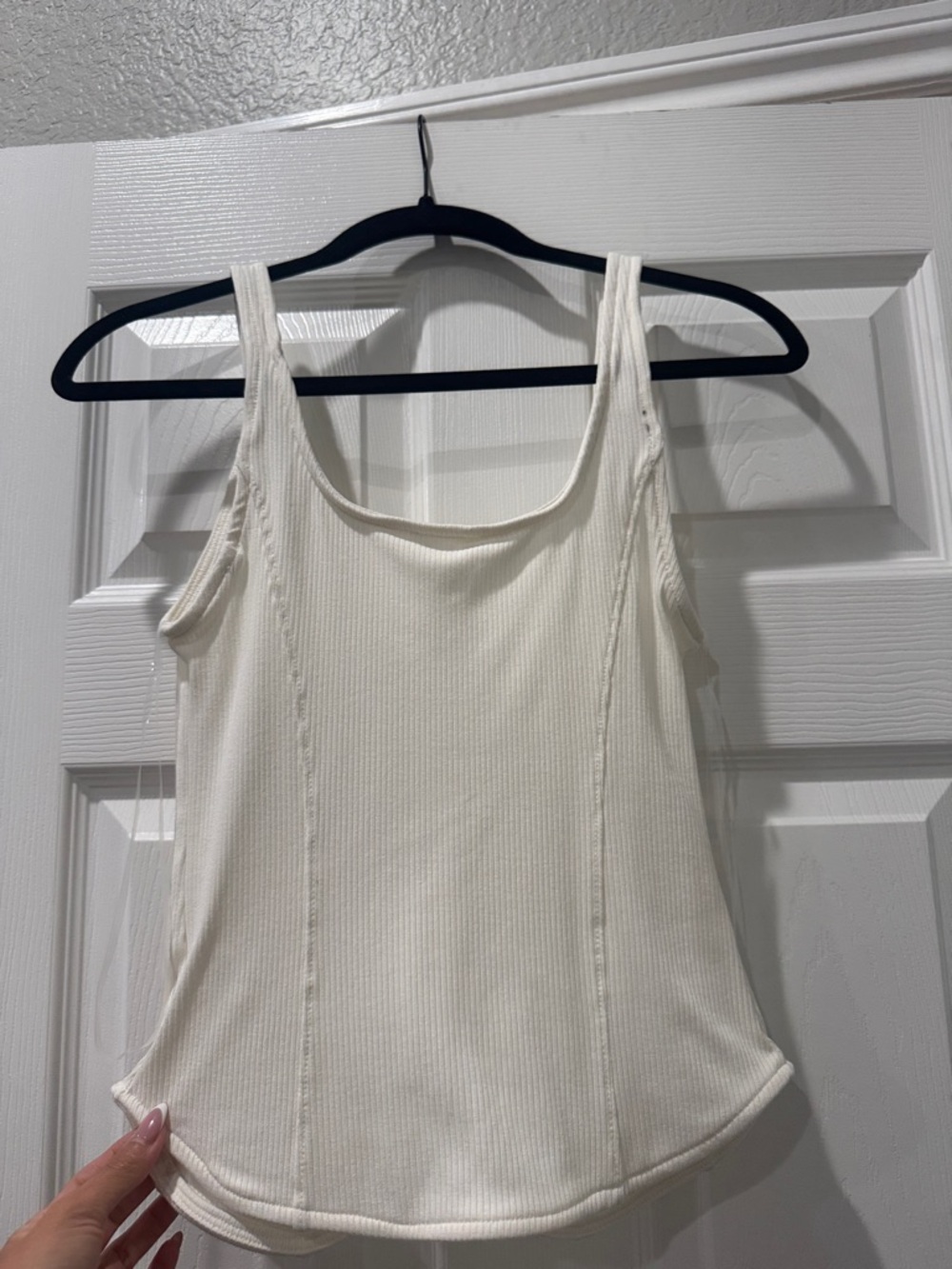 White Ribbed Zip-Front Camisole Tank - Picture 4 of 5
